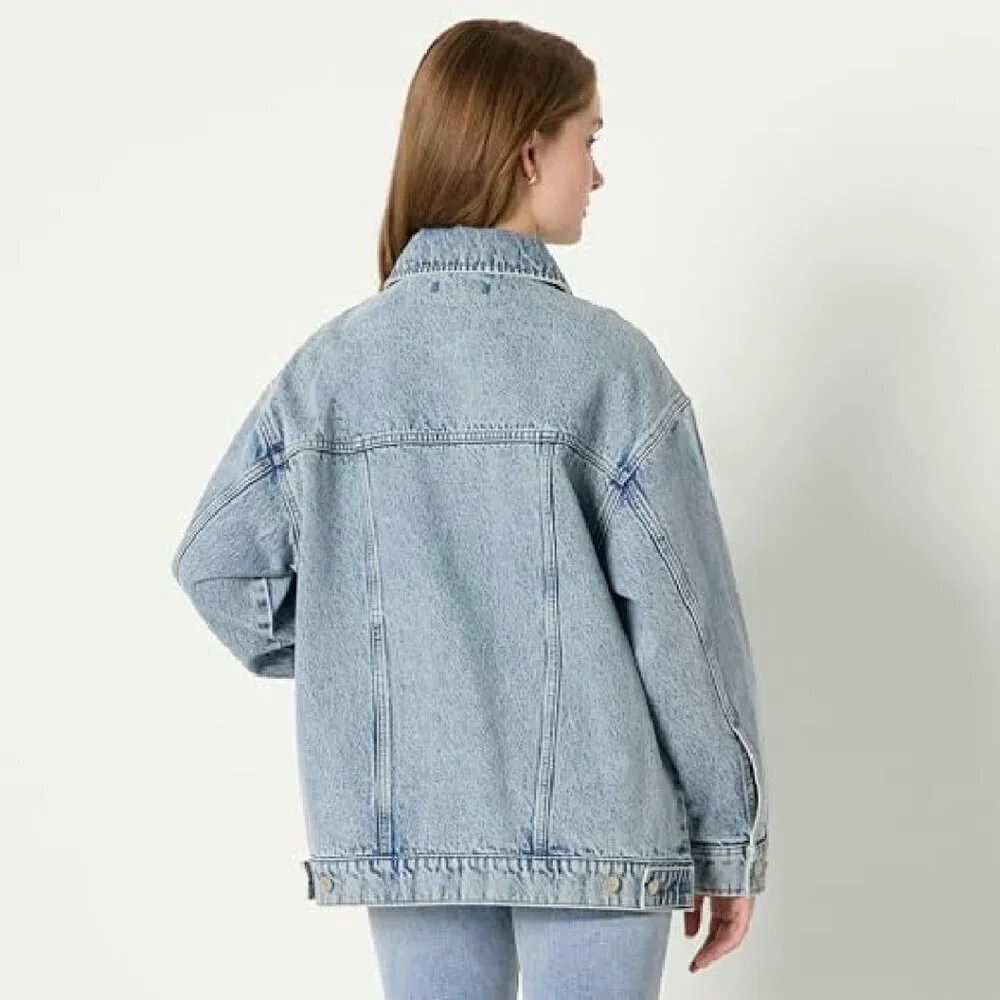 Oversized Denim Trucker Jacket Heavyweight Rigid Fit Women's Layering